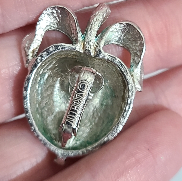 Vintage 1962 apple clip on earrings sarah Coventry Adam's delight silver vtg - Picture 5 of 8